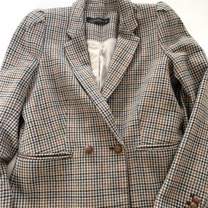 Zara mens inspired houndstooth blazer with ruffle shoulder